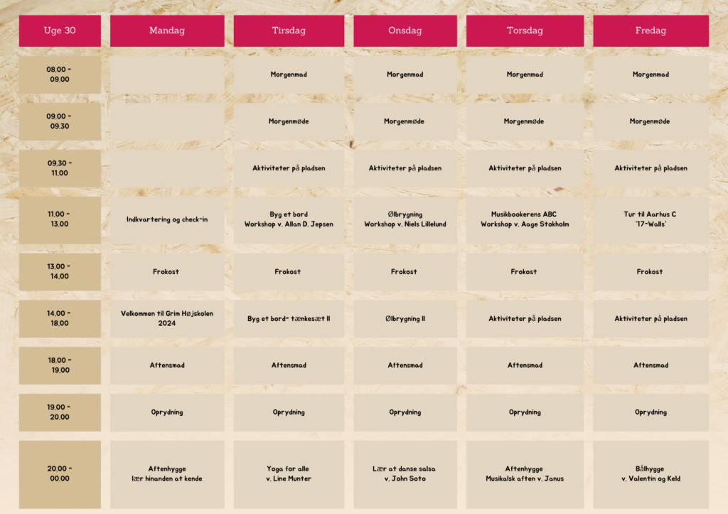 Green Botanical Weekly Class Schedule