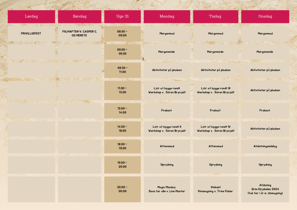 Green Botanical Weekly Class Schedule 2